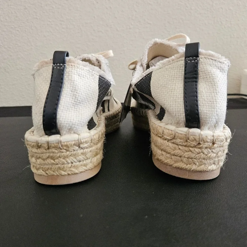 DV by Dolce Vita Roxie Black & Cream Platform Espadrille Sneakers Size 7.5